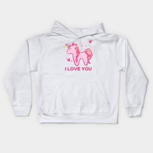 Unicorn and Hearts I love You Kids Hoodie